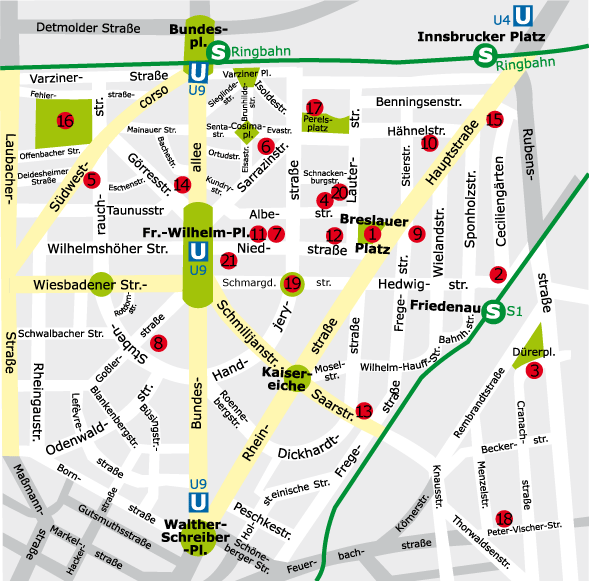 Übersichtsplan Berühmte Friedenauer